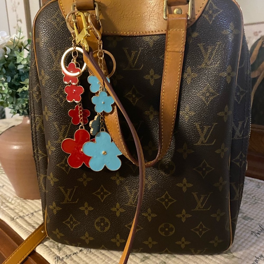 Louis Vuitton Brown Monogram Bag with Red and Blue Charms